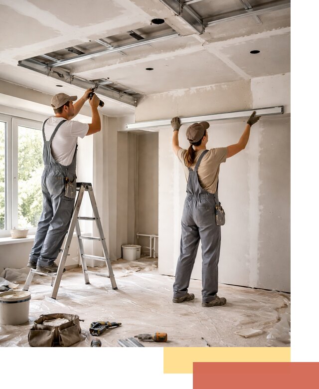 Монтаж многоуровневого потолка из гипсокартона в Краснодаре