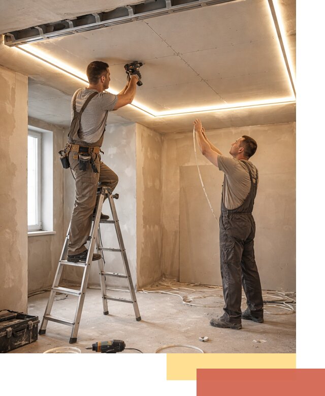 Потолок из гипсокартона с подсветкой в Краснодаре