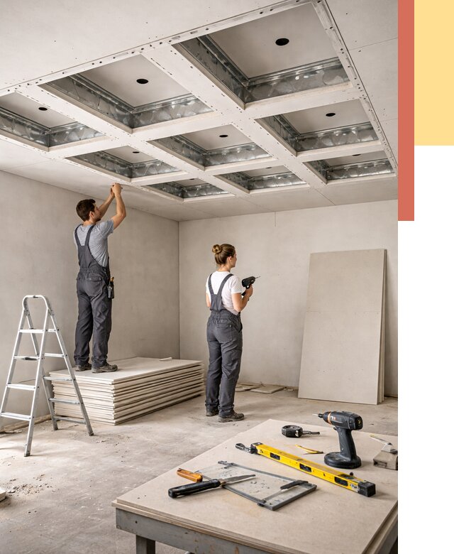 Кессонный потолок из гипсокартона в Краснодаре от 1909 руб. — монтаж и под ключ | ОТДЕЛОЧНИК-Ксд