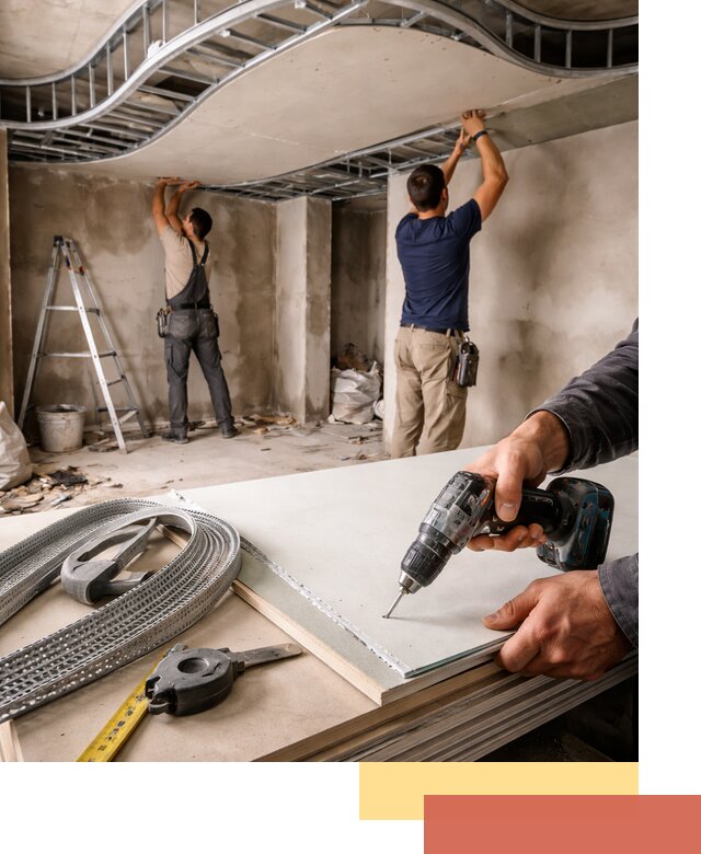 Криволинейный потолок из гипсокартона в Краснодаре — монтаж и отделка