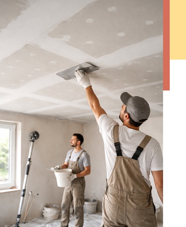 Шпаклевка потолка из гипсокартона в Краснодаре от 3302 руб./м2 — услуги под ключ | ОТДЕЛОЧНИК-Ксд