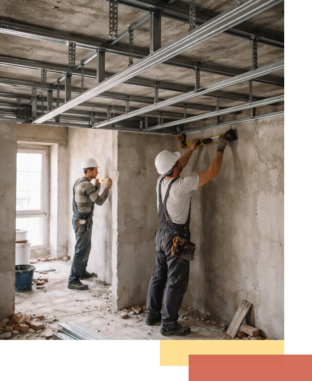 Монтаж каркаса потолка из профильного профиля в Краснодаре