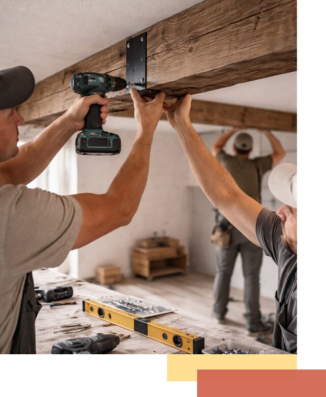 Монтаж декоративных потолочных балок в Краснодаре